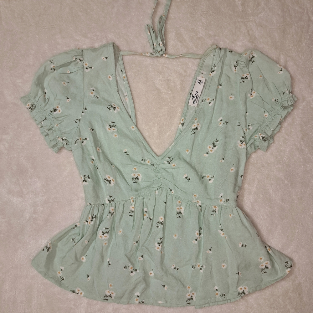 Hollister Mint Green Floral Blouse